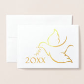 Carte Dorée Nouvel An De Vacances Simple Une Photo Pliée (Devant avec enveloppe)