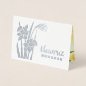 Carte Dorée Nowruz Moubarak. Daffodiques du printemps Nouvel A (Devant)
