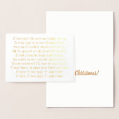 Carte Dorée O Holy Night Lyrics Foil Christmas Card (Affichage)