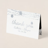 Carte Dorée Oak Ridge Rustic Merci Mariage Photo Silver (Devant)