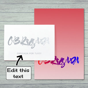 Carte Dorée Obrigada portuguese merci de la femme argent