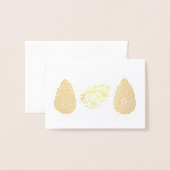 Carte Dorée OEufs de Pâques alignés avec différentes couleurs  (Devant avec enveloppe)