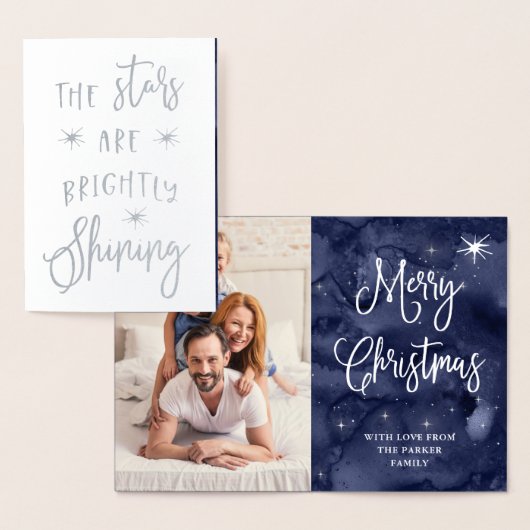 Carte Dorée Oh Holy Night | Étoiles à Noël avec photo (Affichage)