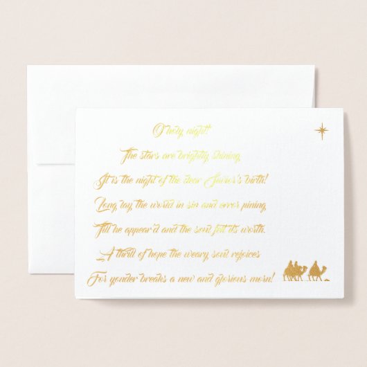 Carte Dorée Oh Holy Night Lyrics Foil Christmas Card (Devant avec enveloppe)