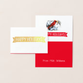 Carte Dorée oiseau rouge dans la neige - Joyeuses fêtes (Affichage)