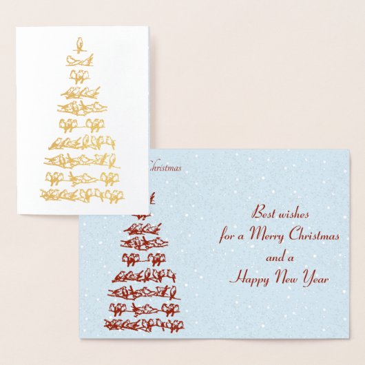 Carte Dorée Oiseaux Arbre de Noël (Affichage)