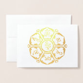 Carte Dorée Om Mani Padme Hum Tibétain Mantra Chenrezig (Devant avec enveloppe)