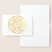 Carte Dorée Om Mani Padme Hum Tibétain Mantra Chenrezig (Affichage)