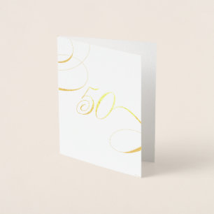 Carte Dorée Or 50 Calligraphie Jalon Anniversaire Anniversaire