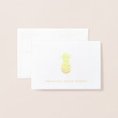 Carte Dorée Or d'ananas personnalisé (Devant avec enveloppe)