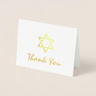 Carte Dorée Or de Merci de Mitzvah de barre de batte d'étoile