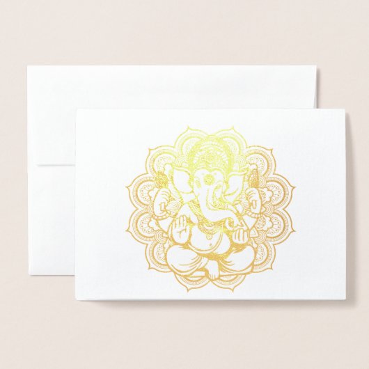 Carte Dorée Or Ganesha (Devant avec enveloppe)