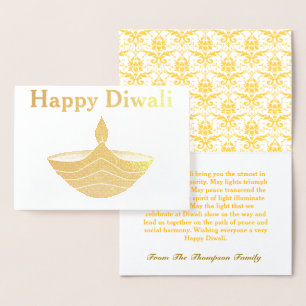 Carte Dorée Or heureux personnalisé de Diwali