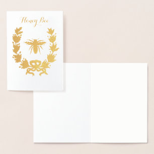 CARTE DORÉE OR HONEY BEE AVEC FLORAL CROWN