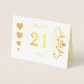 Carte Dorée Or personnalisé 21e anniversaire (Devant)