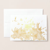 Carte Dorée Orange Fleurs Colibri Anniversaire Or (Derrière avec enveloppe)