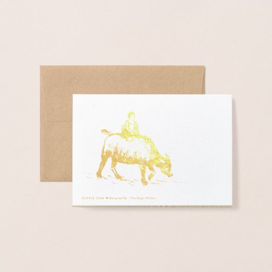 Carte Dorée Original Ox Peinture pour enfants Lunar 2021 Luxe (Derrière avec enveloppe)