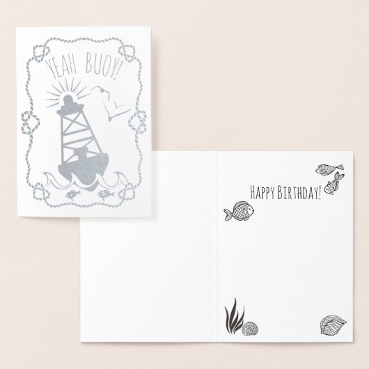 Carte Dorée Ouais Buoy Funny Nautical Pun | Joyeux anniversair (Affichage)