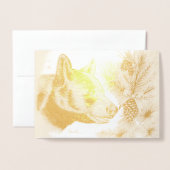 Carte Dorée Ours noir et sapin de Noël (Devant avec enveloppe)