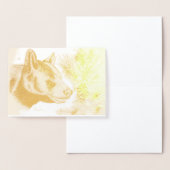 Carte Dorée Ours noir et sapin de Noël (Affichage)