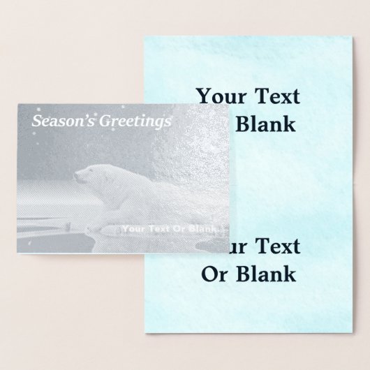 Carte Dorée Ours polaire en bordure de glace - Bonnes Fêtes (Affichage)