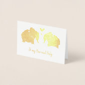 Carte Dorée Paire d'éléphants en or avec coeurs Joyeux Anniver (Devant)