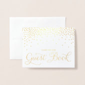 Carte Dorée Panneau Mariage du livre d'or Confetti Dots (Devant avec enveloppe)