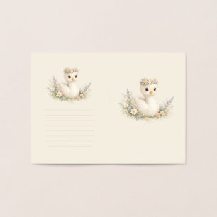 Carte Dorée Papeterie aquarelle élégante de bébé cygne fleur s