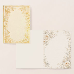 Carte Dorée Papeterie de mariage avec des détails neutres raff
