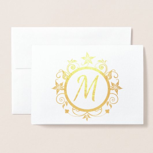 Carte Dorée Papeterie personnelle initiale personnalisable (Devant avec enveloppe)