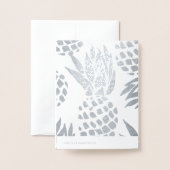 Carte Dorée Papier argenté moderne merci typographie ananas (Derrière avec enveloppe)