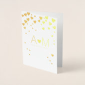Carte Dorée Papier d'or Coeurs monogrammed mariage d'amour (Devant)