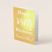 Carte Dorée Papier d'or de base "Joyeux 38e ANNIVERSAIRE" ; No (Devant)