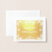 Carte Dorée Papier picado mariage Merci photo or (Devant avec enveloppe)