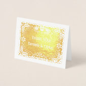 Carte Dorée Papier picado mariage Merci photo or (Devant)
