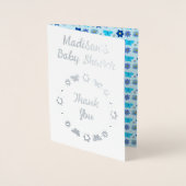 Carte Dorée Papillons et Fleurs de Bébé Garçon Bleu Shower de  (Devant)