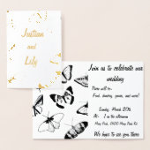 Carte Dorée Papillons noirs et blancs (Affichage)