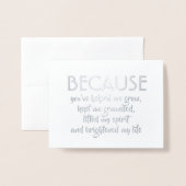 Carte Dorée Parce Que Vous M'Avez Aidé À Croître - Proposition (Devant avec enveloppe)