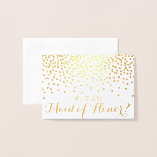 Carte Dorée Parties scintillant d'or Confetti Serez-vous ma se (Devant avec enveloppe)