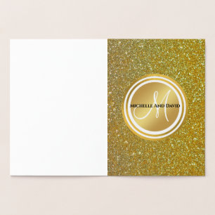 Carte Dorée Parties scintillant d'or et Monogramme noir étince