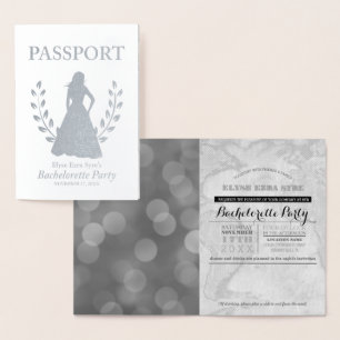 Carte Dorée Passeport Bachelorette feuille argent