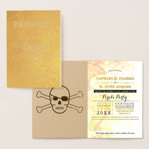 Carte Dorée Passeport de feuille d'or de partie de pirate