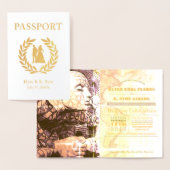 Carte Dorée passeport de mariage de destination feuille d'or (Affichage)