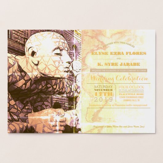 Carte Dorée passeport de mariage de destination feuille d'or (Intérieur)