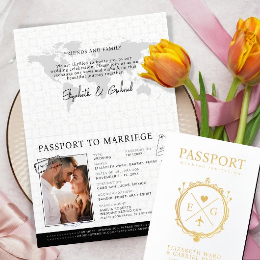 Carte Dorée Passeport Voyage Destination Mariage