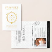Carte Dorée Passeport Voyage Destination Mariage (Affichage)