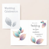 Carte Dorée Pastel Iridescente Feuille Mariage Dreamy Pastels (Affichage)
