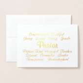 Carte Dorée Pasteur Merci (Devant avec enveloppe)