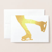 Carte Dorée Patineur sur glace (Devant avec enveloppe)