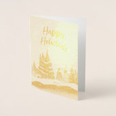 Carte Dorée Paysage d'hiver Forêt Plan bleu de la Marine (Devant)